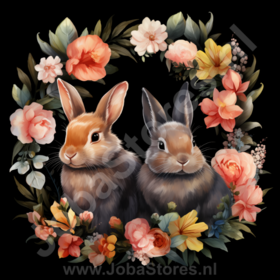 Diamond Painting Easter Bunny in wreath Black 02
