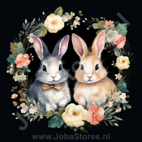 Diamond Painting Easter Bunny in wreath Black 03