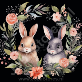 Diamond Painting Easter Bunny in wreath Black 04