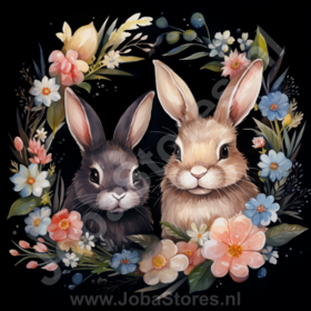 Diamond Painting Easter Bunny in wreath Black 05