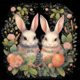 Diamond Painting Easter Bunny in wreath Black 06