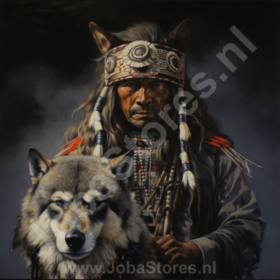 Diamond Painting Indian with wolf 02