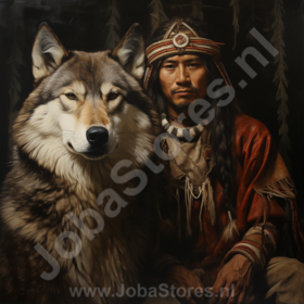 Diamond Painting Indian with wolf 03
