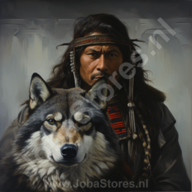 Diamond Painting Indian with wolf 04