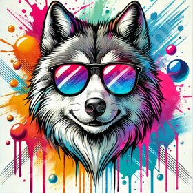 Diamond Painting Wolf with sunglasses