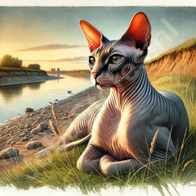 Diamond Painting Lying cat - Sphynx