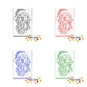 HappyDots DOT Painting Blije hond met Kerstmuts - Stippelschilderij