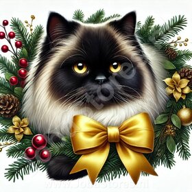 Diamond Painting Christmas Wreath - Himalayan Cat