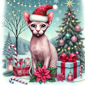 Diamond Painting Christmas Cat - Sphynx