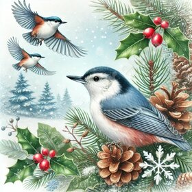 Diamond Painting Christmas Bird - Nuthatch