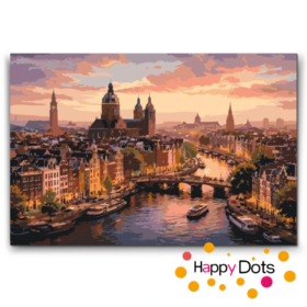 Schilderen op nummer Skyline Amsterdam 40x60cm (HappyDots)