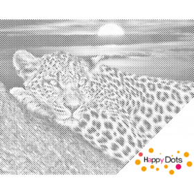 HappyDots DOT Painting Luipaard 40x50cm - Stippelschilderij zwart