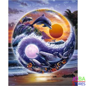 Diamond Painting Yin Yang Dolfijn 30x40cm