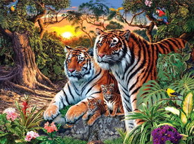 Diamond Painting Tijger Familie 40x30cm