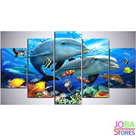 Diamond Painting Dolfijnen 5 luiks 75x40cm