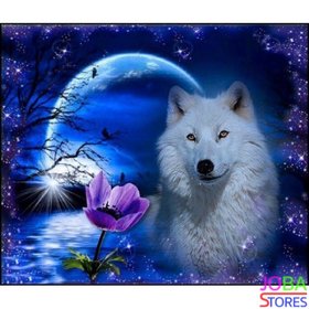 Diamond Painting Witte Wolf 40x30cm
