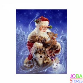 OP=OP Diamond Painting Kerstman met dieren 50x60cm