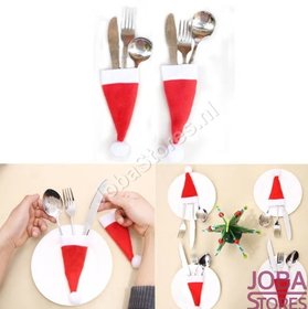 Kerst Bestekhouders Kerstmuts (10 stuks)