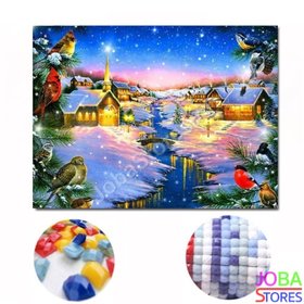 Diamond Painting Sneeuw Dorp 40x30cm