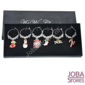 Wijnglas Kerst Bedels (6 stuks)