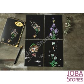 Kras Tekeningen Wenskaarten set Bloemen (4 stuks)