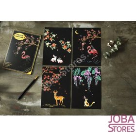 Kras Tekeningen Wenskaarten set Dieren (4 stuks)