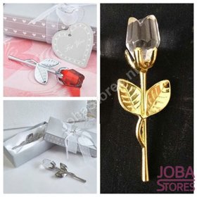 Kristallen Roosje in geschenkdoosje Goudkleurig