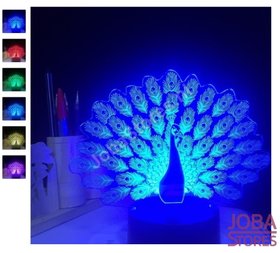 3D Illusie Lamp Pauw (7 kleuren instelbaar)