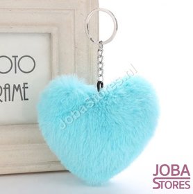 Pom Pom Sleutelhanger Hart Blauw