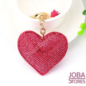 Bling Sleutelhanger Hart Donker Roze
