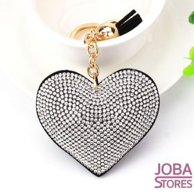 Bling Sleutelhanger Hart Zwart