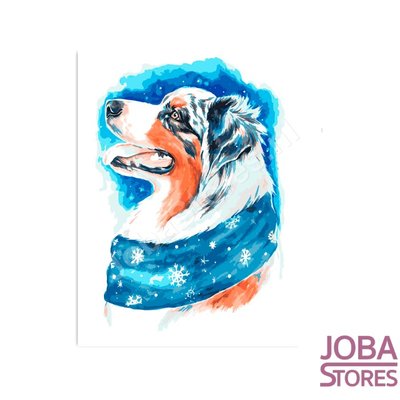 Diamond Painting Winter Dog 20x30cm Round (on frame)