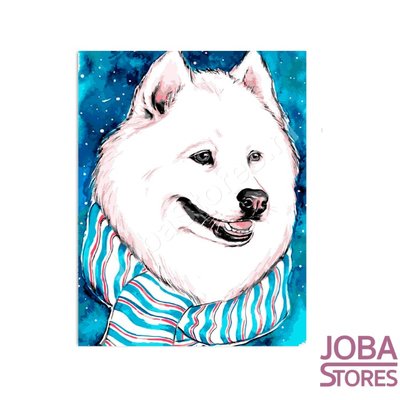 Diamond Painting White Dog 20x30cm Round (on frame)