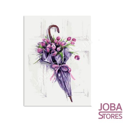 Painting by number Flowers in umbrella 30x40cm (on frame)