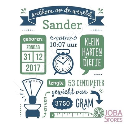 Custom Diamond Painting Geboortebord Blauw Groen