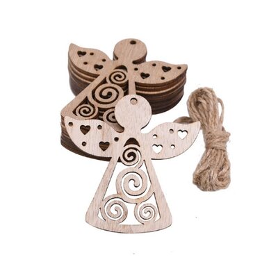 Wooden Christmas hangers Angels to paint / color yourself (10 pieces / 75mm)