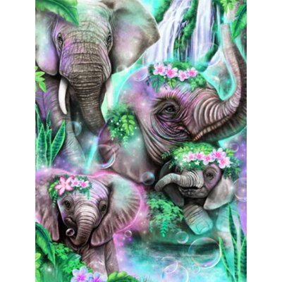 Diamond Painting Four Elephants (size and shape of stones of your choice)