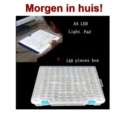 Diamond Painting Sorting box 140 slots TicTac style + A4 Lightpad