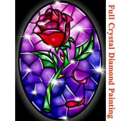 Crystal Diamond Painting Stained glass rose 30x40cm
