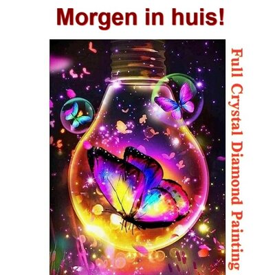 Crystal Diamond Painting Butterfly in lamp 01 30x40cm
