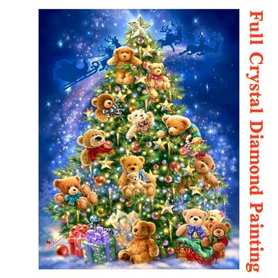 Crystal Diamond Painting Christmas tree with bears (size of your choice)