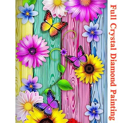 Crystal Diamond Painting Butterflies and Flowers 04 (size of your choice)
