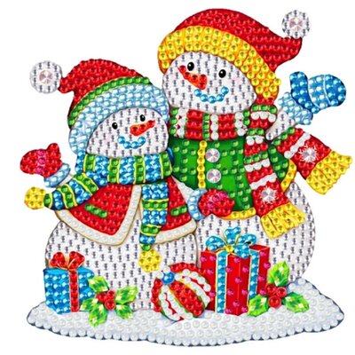Diamond Painting Christmas sticker large snowmen (13cm)