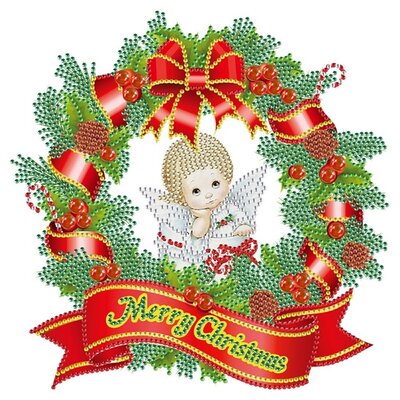 Diamond Painting Christmas sticker large Christmas wreath 02 (22cm)
