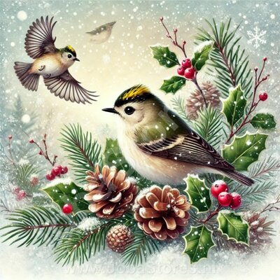 Diamond Painting Christmas Bird - Goldcrest