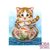 Diamond Painting Kat in vissenkom 20x25cm