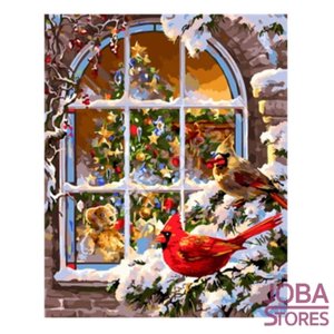 Schilderen op nummer Kerst Raam 40x50cm