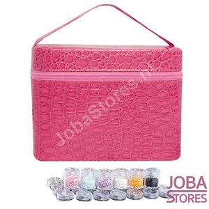 Diamond Painting Beautycase Bewaarkoffer 84 slots Roze sorteer sorteerdoos
