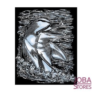 Kras Tekening Senior "Sequin Art" Dolfijn Zilver