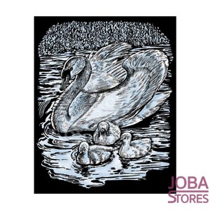 Kras Tekening Senior "Sequin Art" Zwanen Zilver